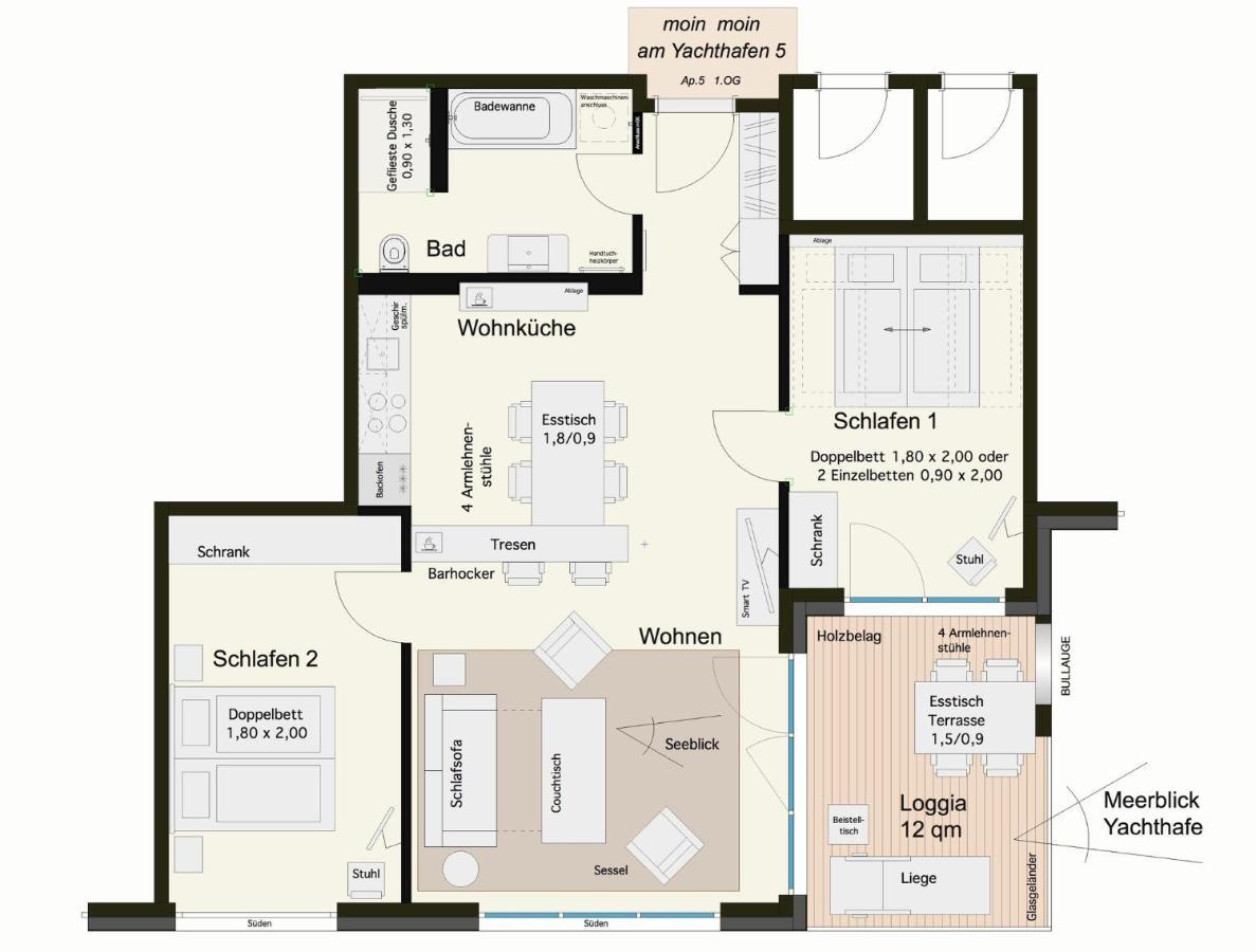 Apartmenthaus Hafenspitze Ap 5 - "Am Yachthafen 5" - Blickrichtung Offenes Meerstrandpromenade Eckernfoerde Exterior photo